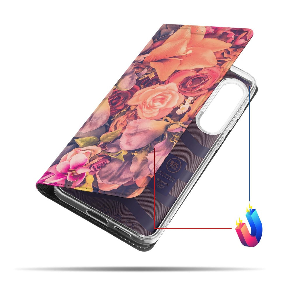 Samsung Galaxy S25 FE Telefoonhoesje Bosje Bloemen bookcase bloemenprint zijkant