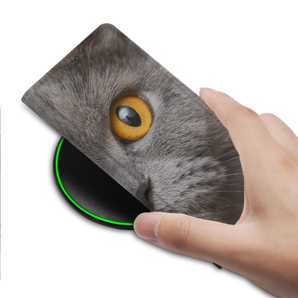 Samsung Galaxy S25 FE Book Wallet Case Britse Korthaar kat gezicht aanzicht