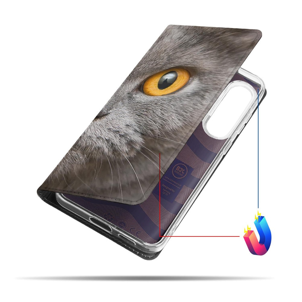 Samsung Galaxy S25 FE Book Wallet Case Britse Korthaar design Brits Korthaar aanzicht