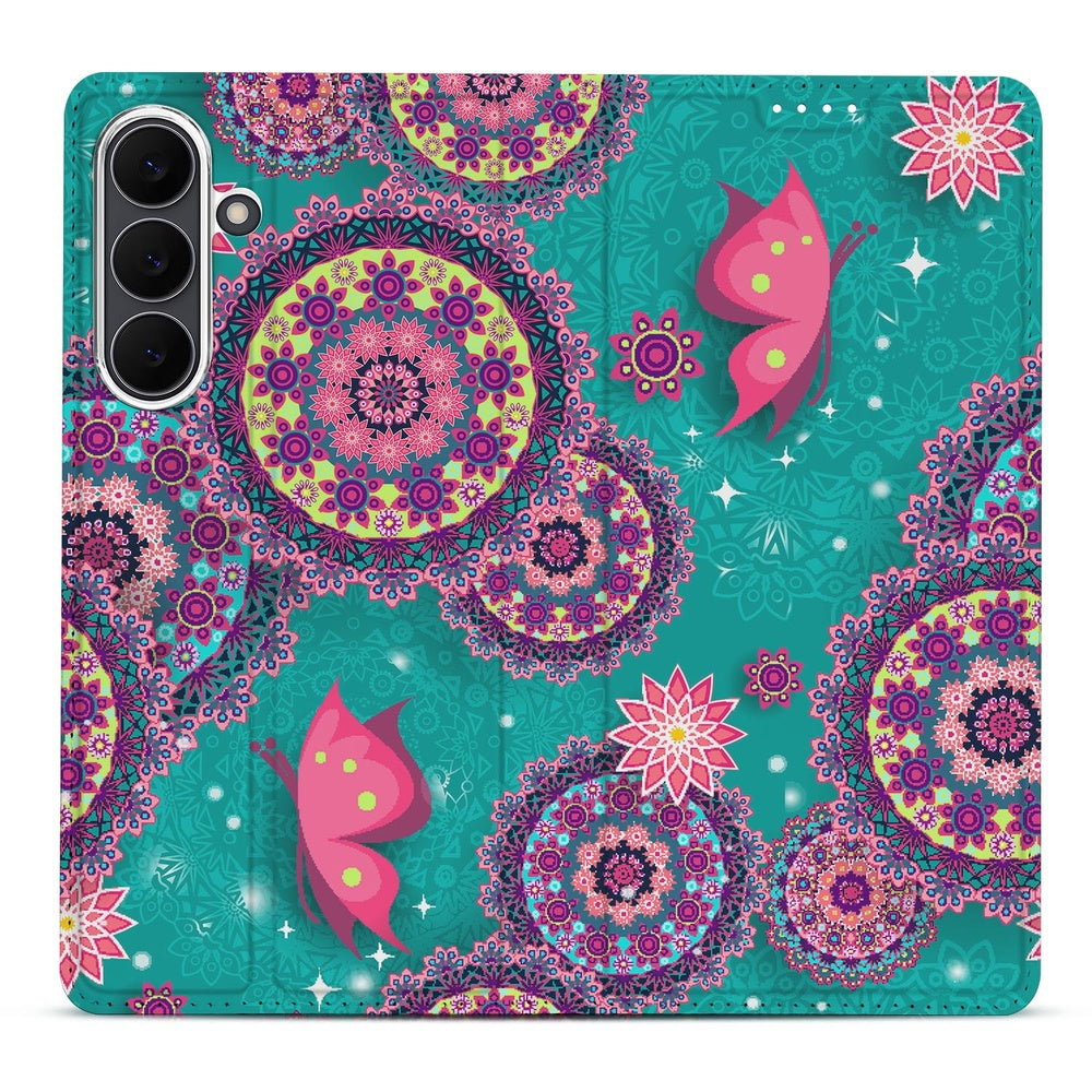 Samsung Galaxy S25 FE Standcase Hoesje Cirkels en Vlinders design cirkels vlinders aanzicht