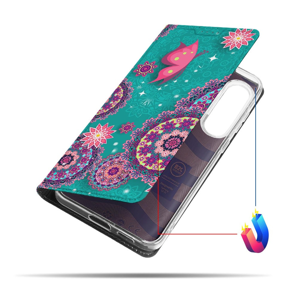 Samsung Galaxy S25 FE Standcase Hoesje Cirkels en Vlinders design cirkels vlinders aanzicht
