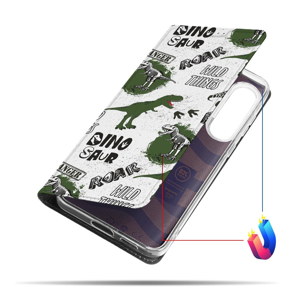 Samsung Galaxy S25FE Stand Case Hoesje Dinosaurus dinosaurus design zijaanzicht
