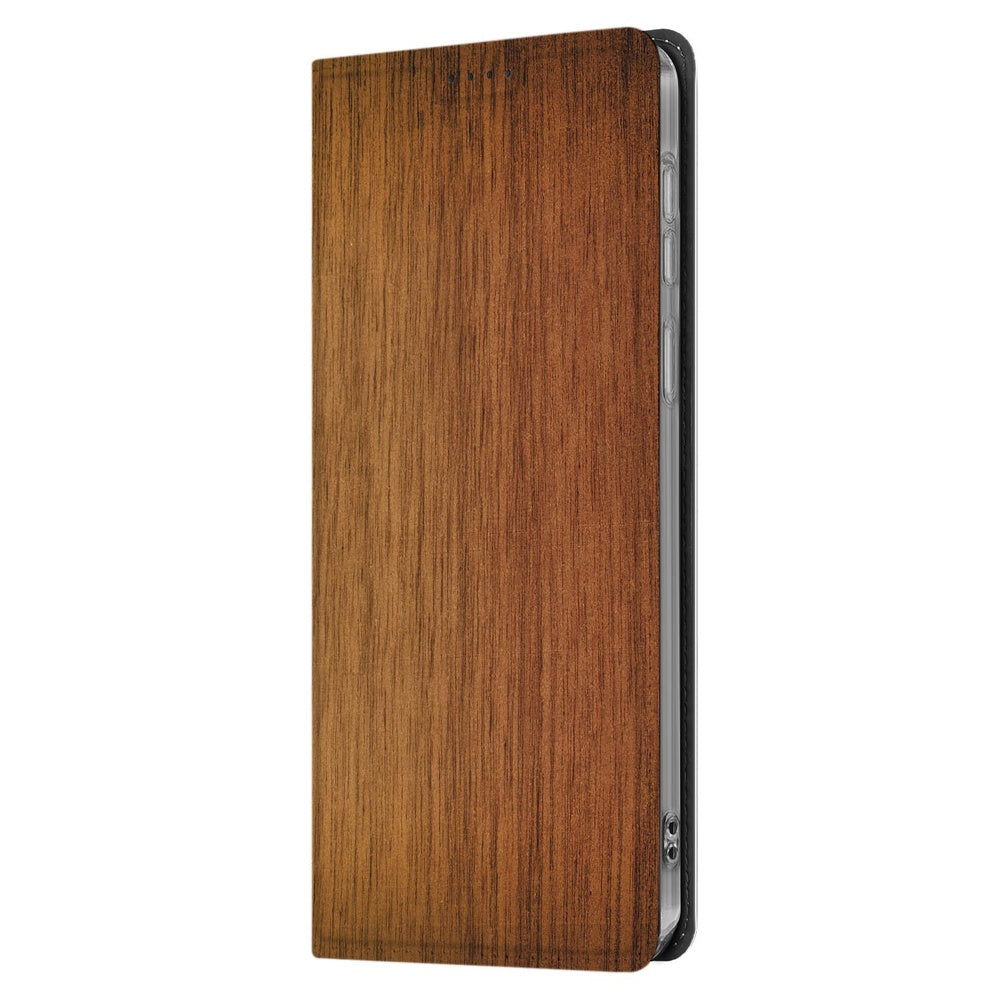 Samsung Galaxy S25 FE Wallet Case Donker Hout bruin hout design voorkant