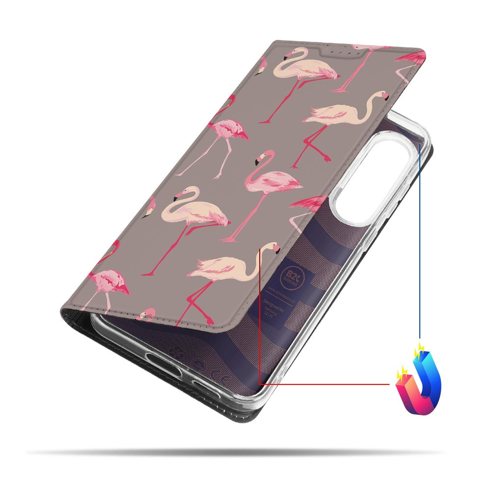 Samsung Galaxy S25 FE Book Case Flamingo bookcase flamingo design zijaanzicht