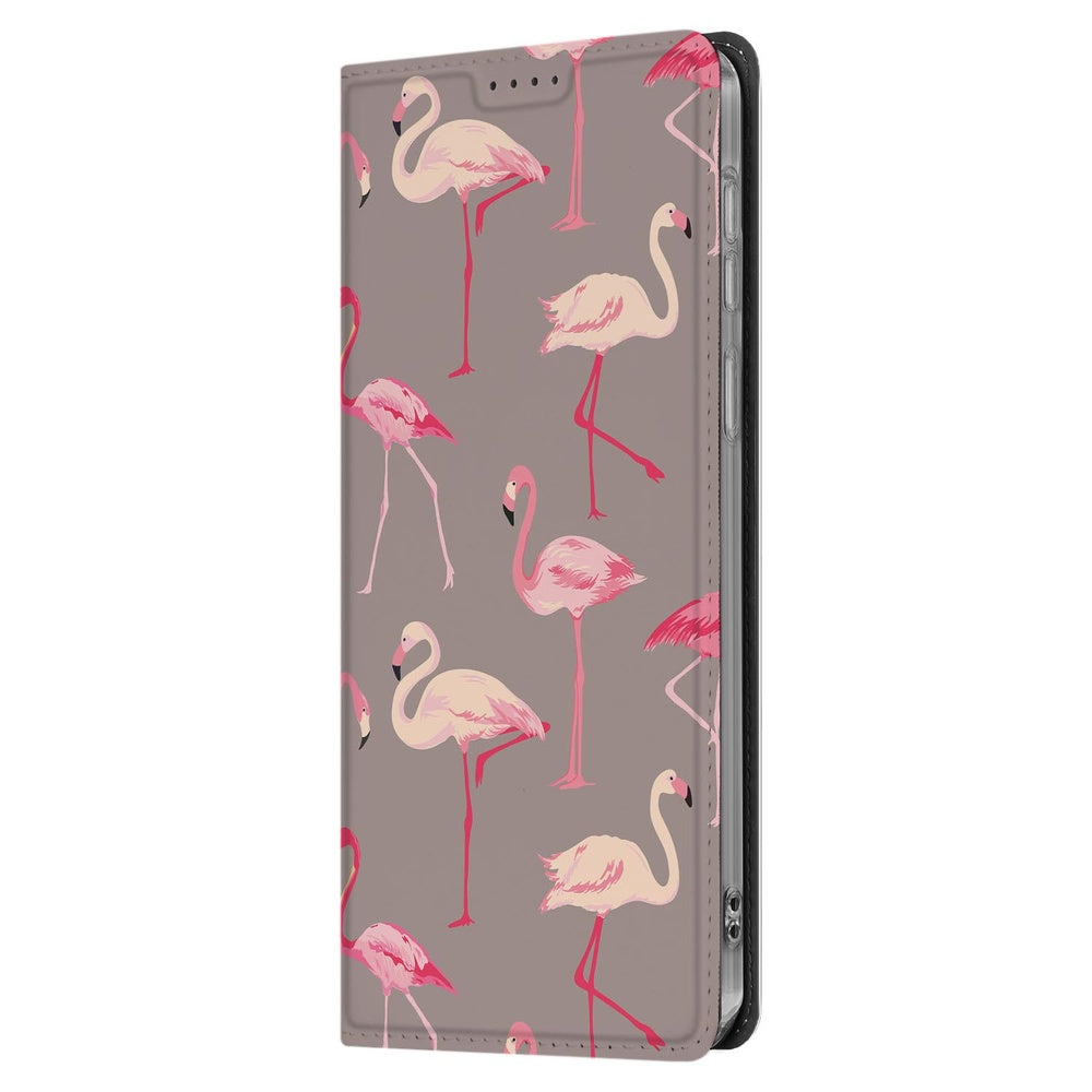Samsung Galaxy S25 FE Book Case Flamingo flamingo patroon zijaanzicht