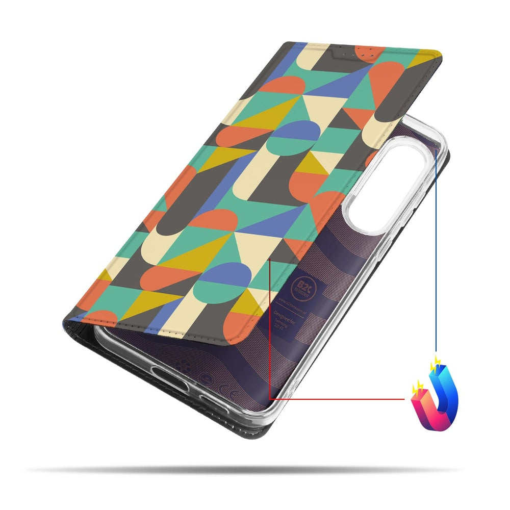 Samsung Galaxy S25 FE Book Cover Funky Retro design kleurrijk aanzicht