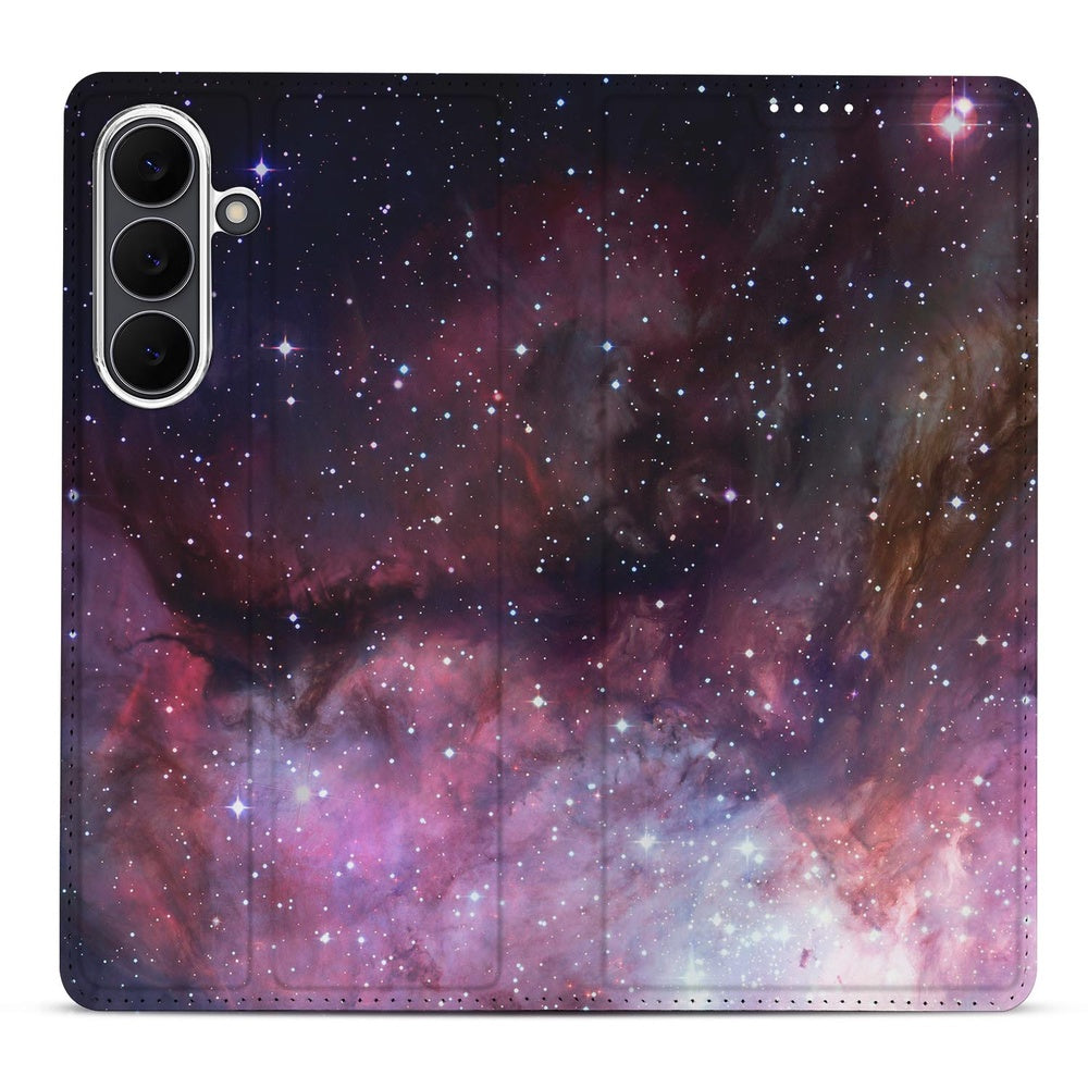 Samsung Galaxy S25FE Bookcase Galaxy design holografisch aanzicht