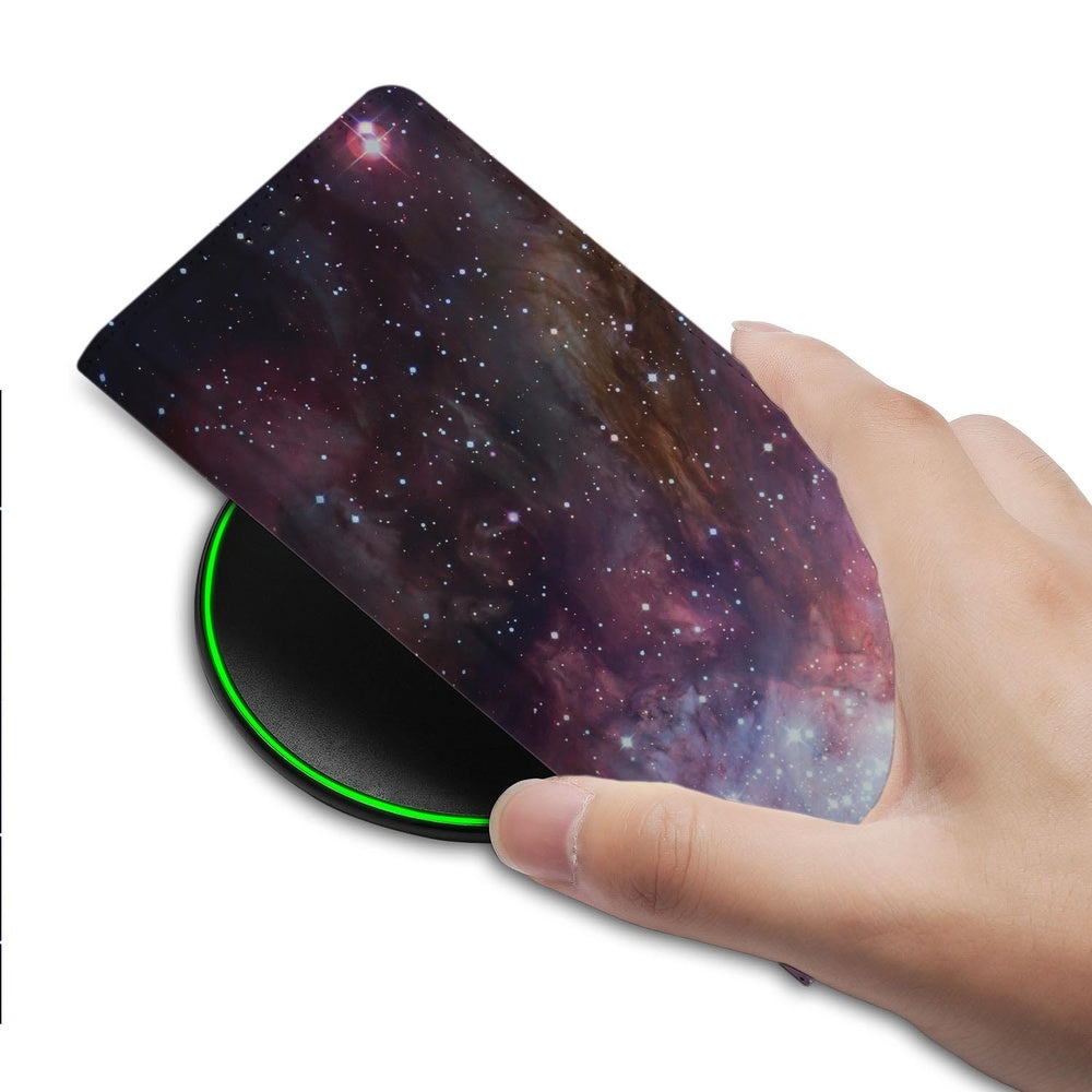 Samsung Galaxy S25FE Bookcase Galaxy holografisch design hand oplader