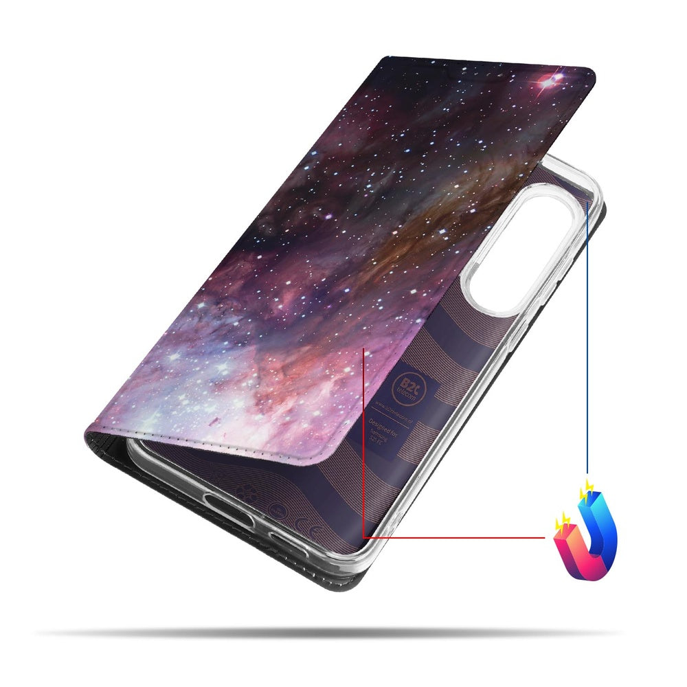 Samsung Galaxy S25FE Bookcase Galaxy holografisch design zij aanzicht