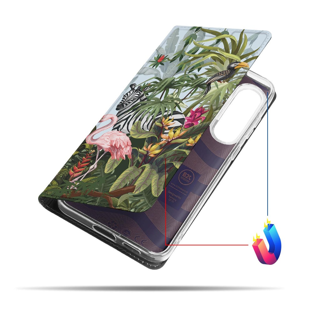 Standcase Hoesje Samsung Galaxy S25 FE Jungle hoesje jungle print aanzicht