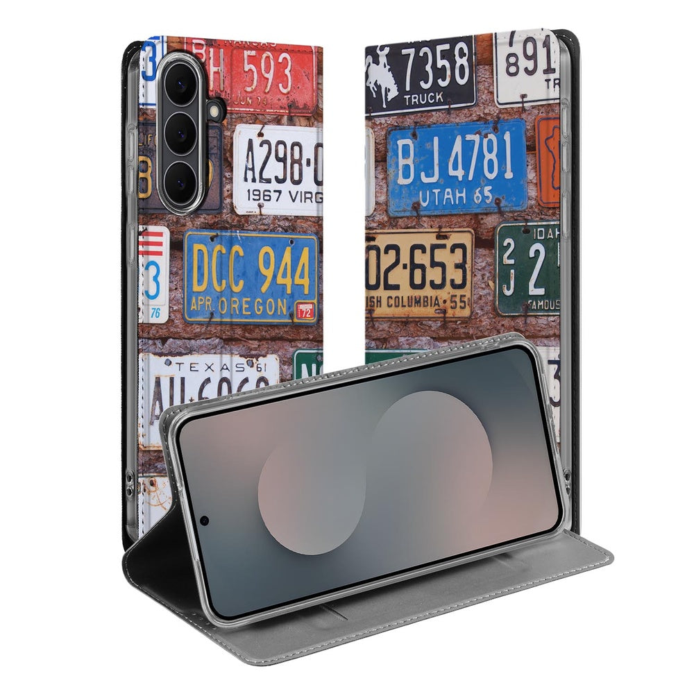 Samsung Galaxy S25 FE Smart Cover Hoesje Kentekenplaten book case open voorzijde
