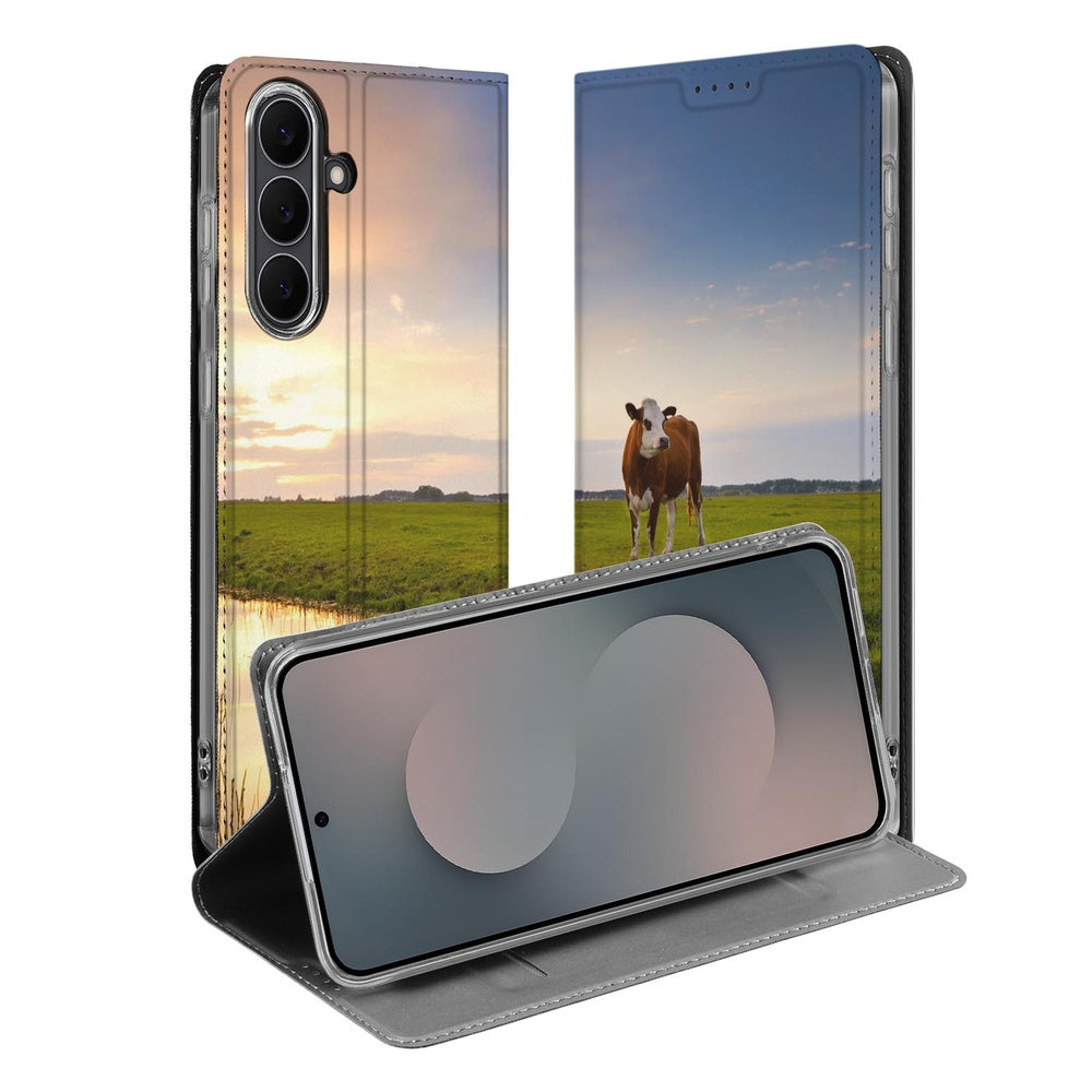 Samsung Galaxy S25 FE Stand Case Hoesje Koe voorzijde achterzijde stand