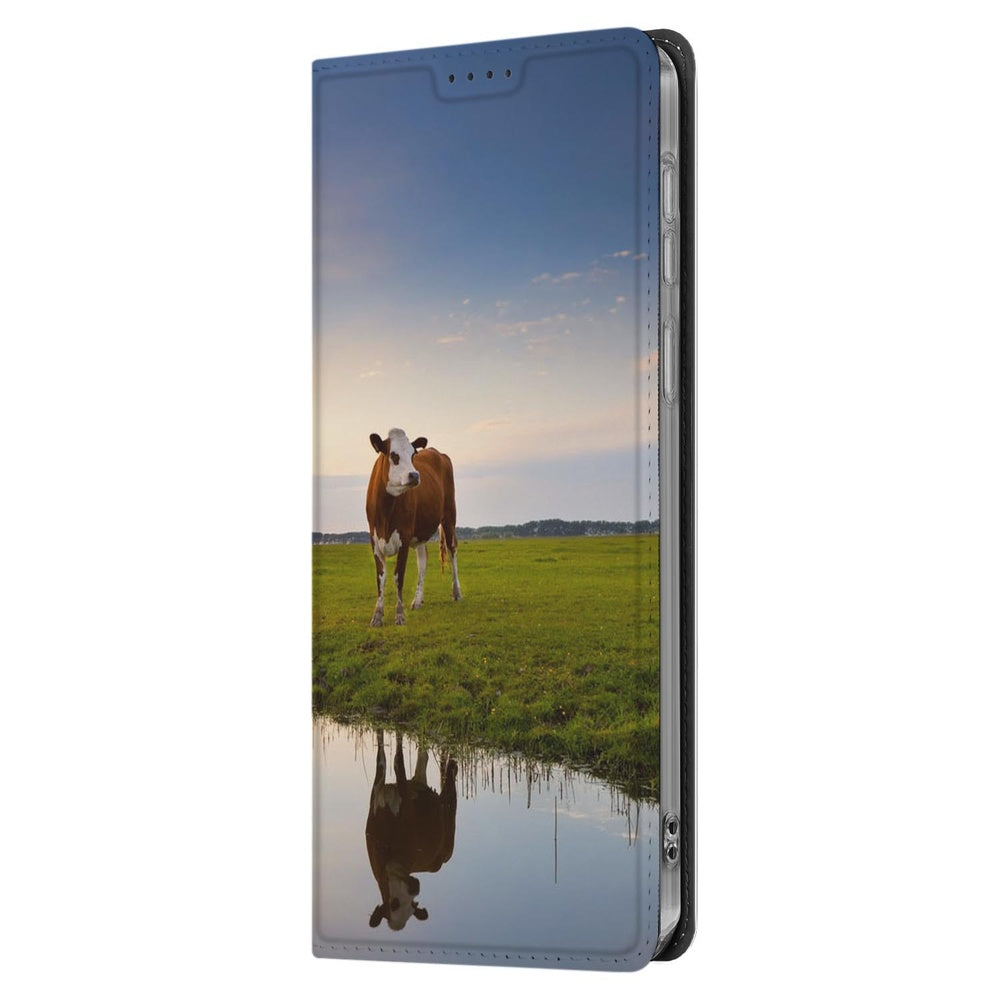 Samsung Galaxy S25 FE Koe Stand Case Hoesje koe zonsondergang aanzicht