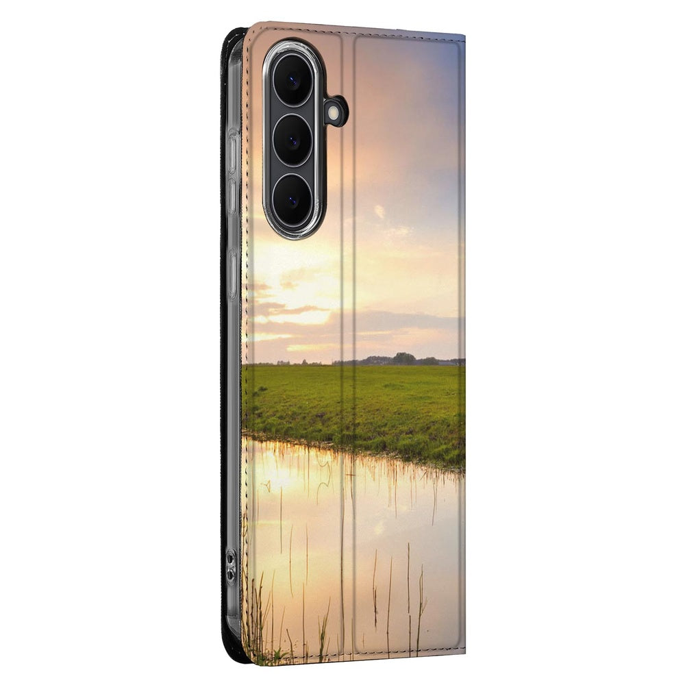 Samsung Galaxy S25 FE Koe Stand Case Hoesje koe zonsondergang aanzicht