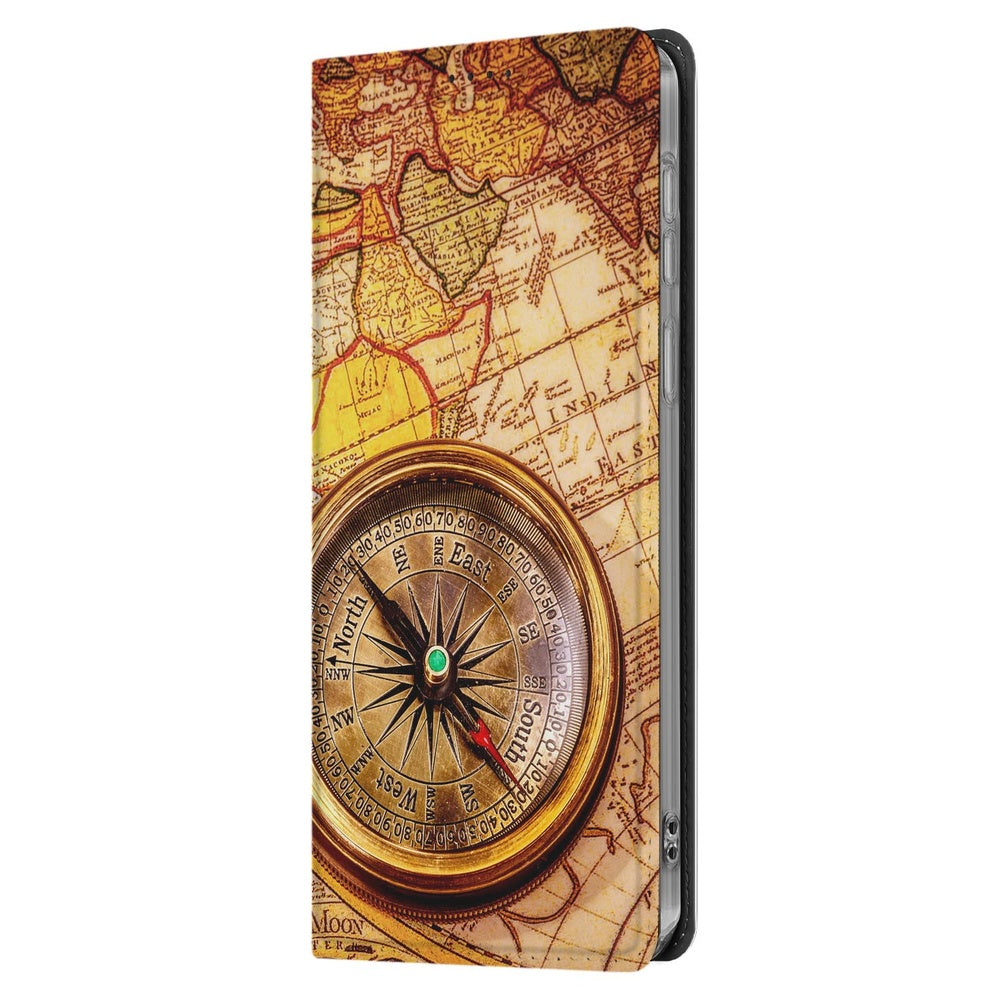 Wallet Case Samsung Galaxy S25FE Kompas boek case kompas motief zijaanzicht