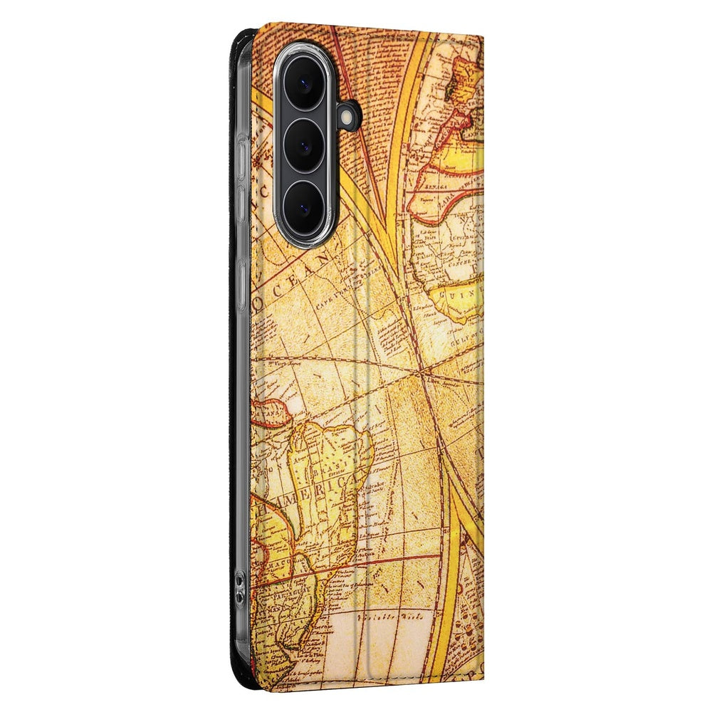 Wallet Case Samsung Galaxy S25FE Kompas boek case kompas motief zijkant
