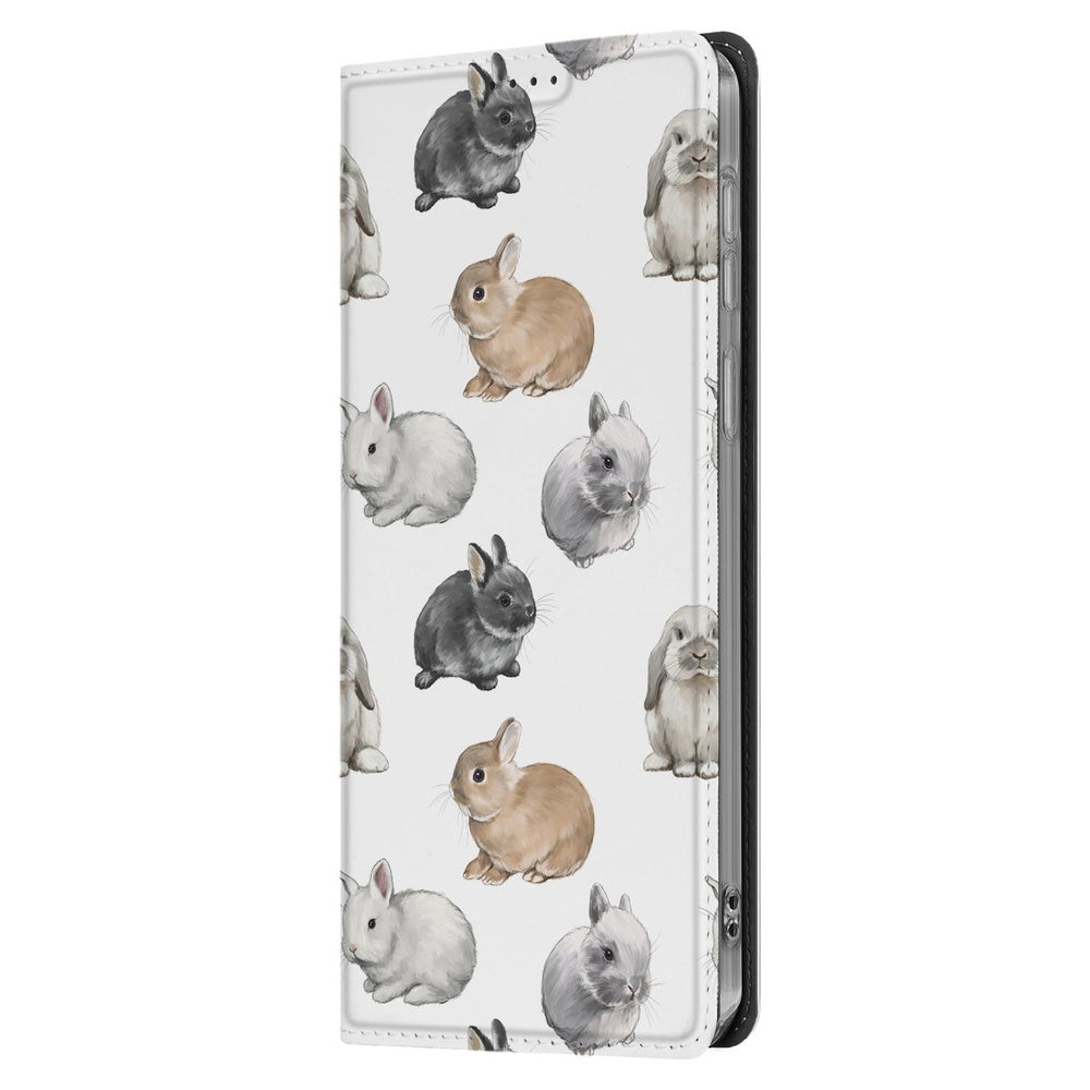 Bookcase Samsung Galaxy S25 FE Konijntjes konijnen design zijkant
