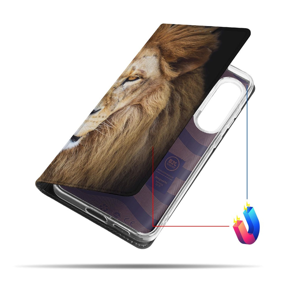 Samsung Galaxy S25 FE Book Wallet Case Leeuw aanzicht