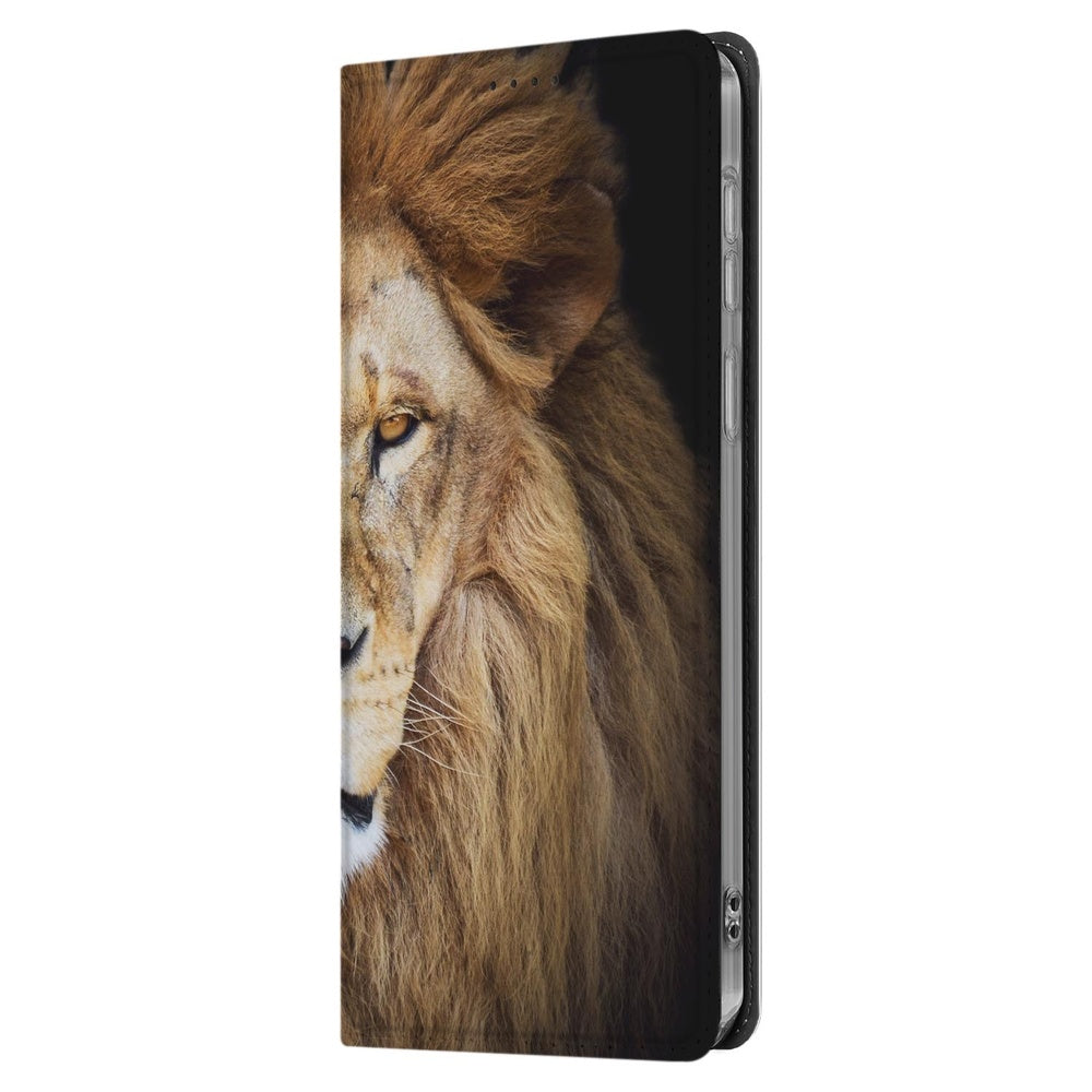 Book Wallet Case Samsung Galaxy S25 FE Leeuw leeuwenkop zijkant