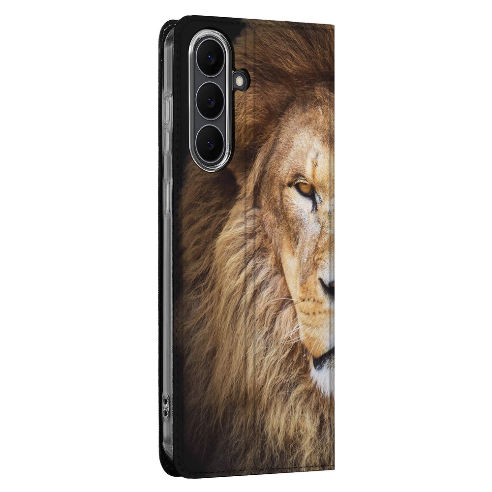 Samsung Galaxy S25 FE Book Wallet Case Leeuw zij aanzicht