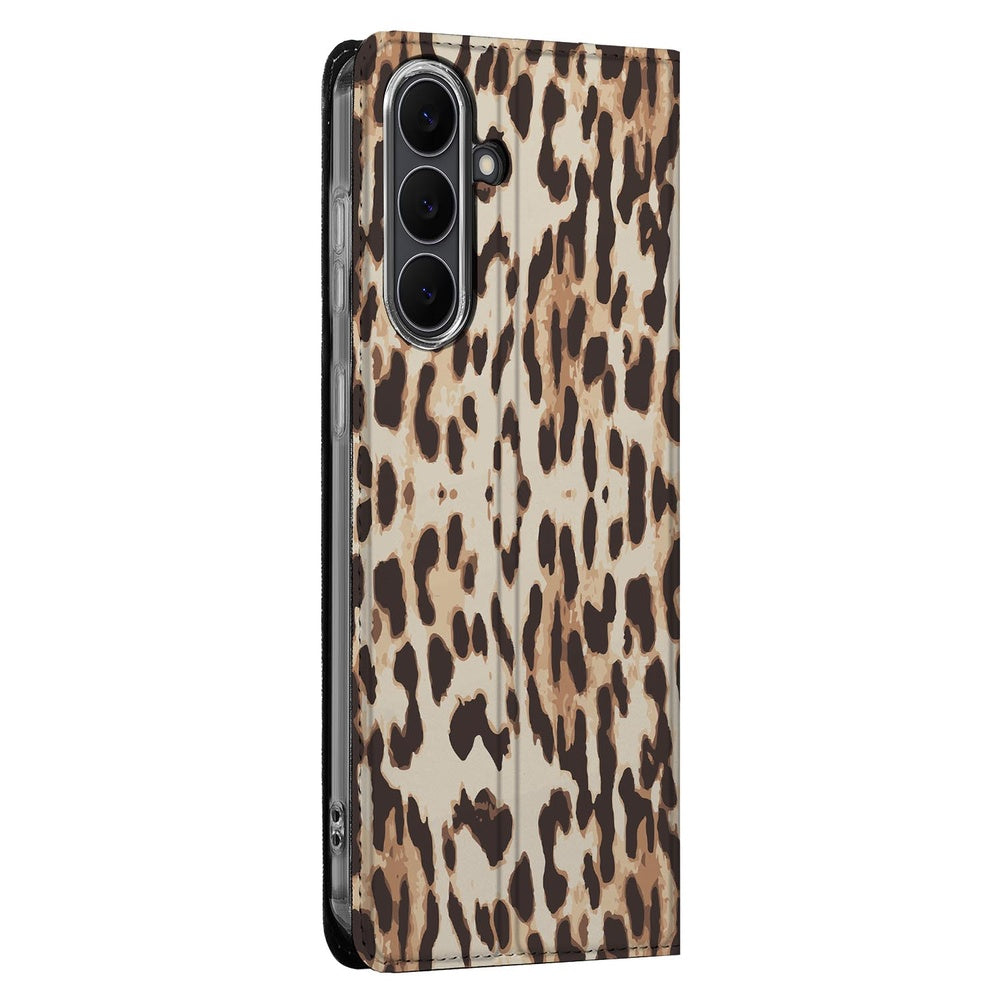 Samsung Galaxy S25FE Flip Style Cover Leopard zijaanzicht