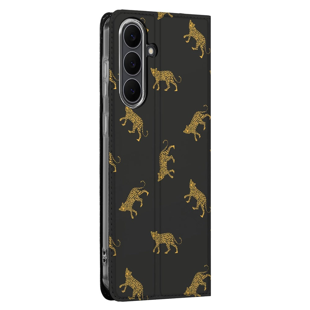 Standcase Hoesje Samsung Galaxy S25 FE Leopards leoparden design zijkant