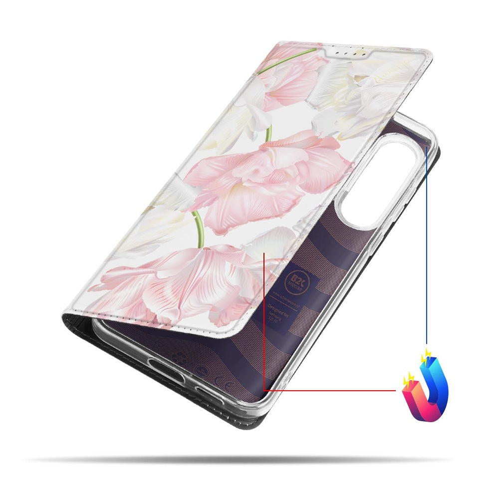 Samsung Galaxy S25 FE Smart Cover Hoesje Lovely Flowers zijkant
