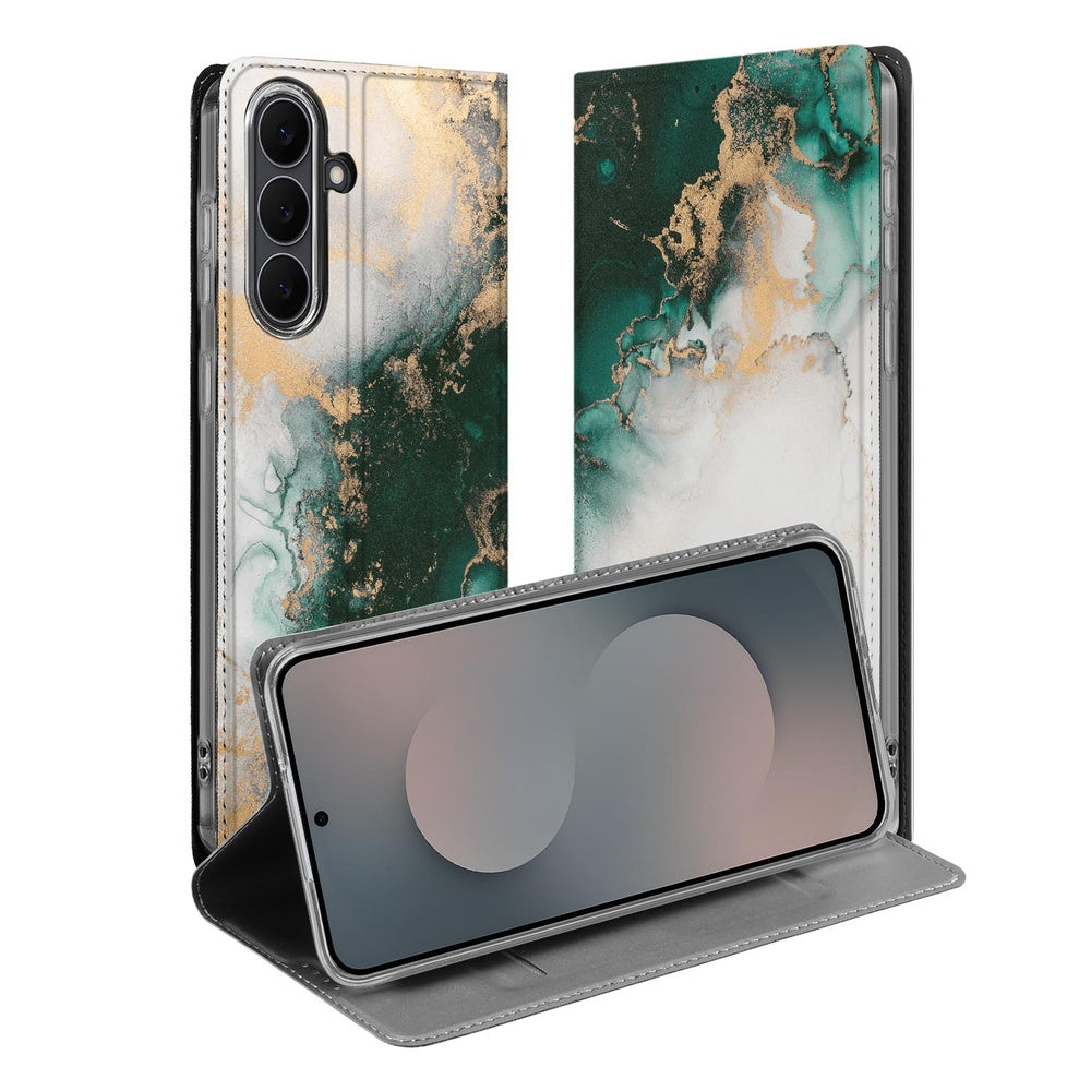 Samsung Galaxy S25FE Wallet Case Marmer Groen aanzicht