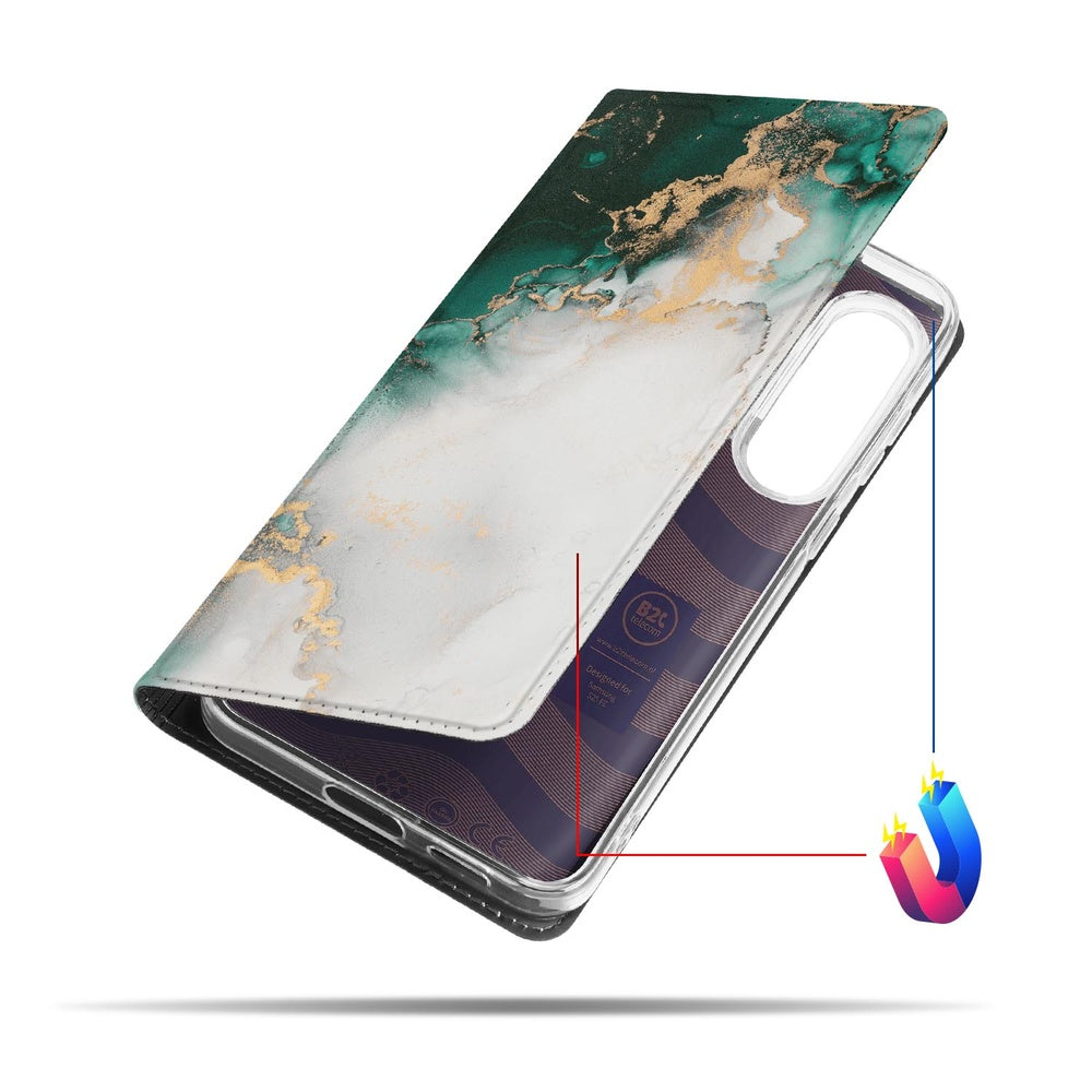 Samsung Galaxy S25FE Wallet Case Marmer Groen aanzicht
