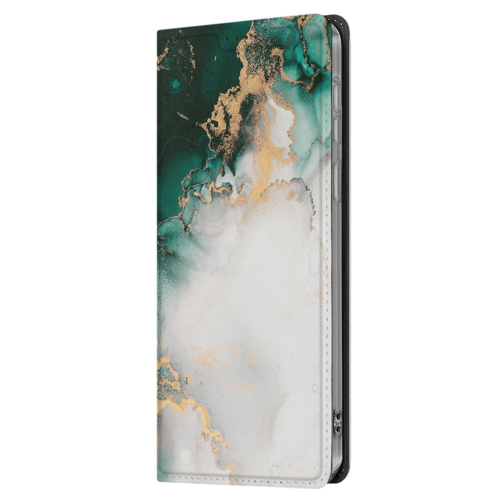 Samsung Galaxy S25FE Wallet Case Marmer Groen zijkant
