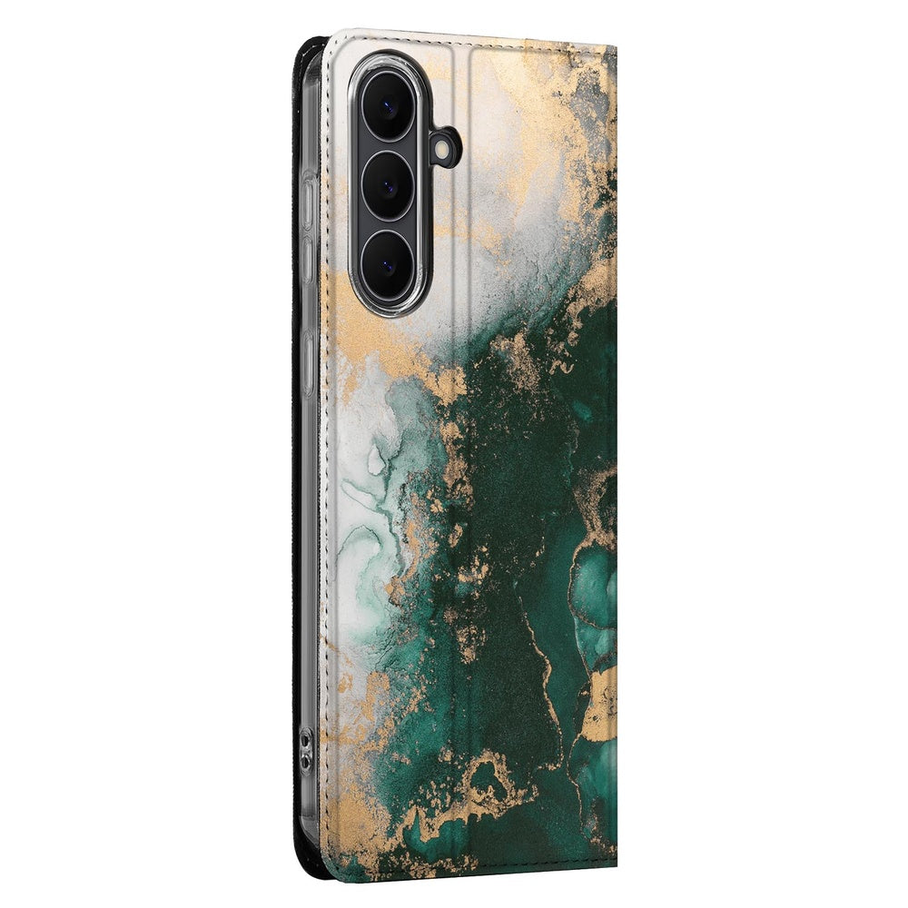 Samsung Galaxy S25FE Wallet Case Marmer Groen zijkant