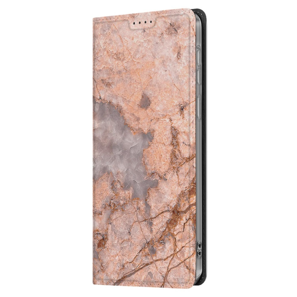 Bookcase Samsung Galaxy S25 FE Marmer Oranje design marmer aanzicht