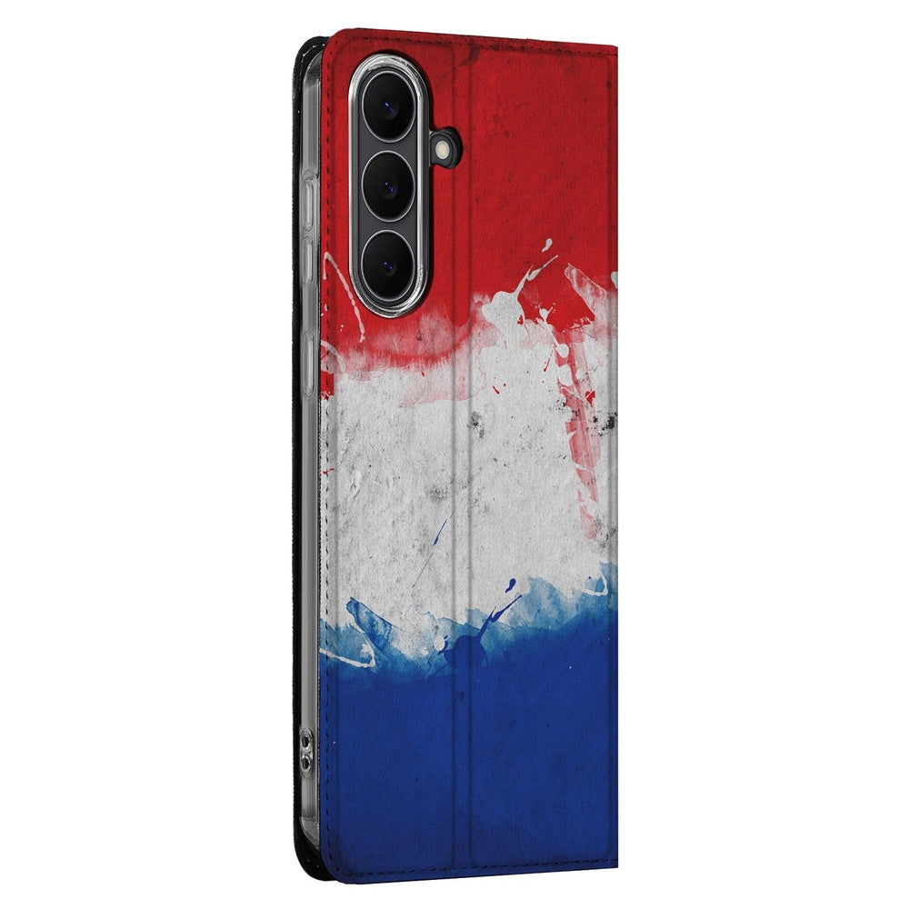 Book Case Samsung Galaxy S25 FE Nederland design met Nederlandse vlag aanzicht