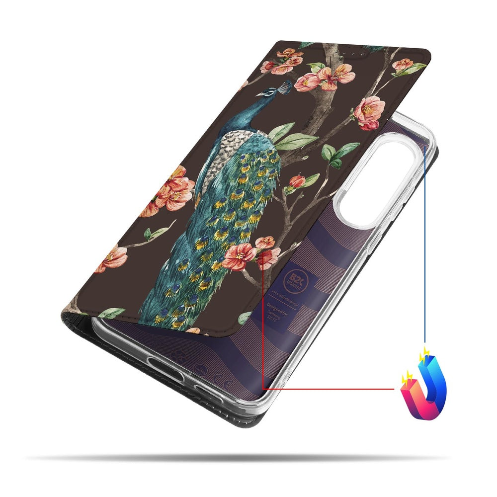 Samsung Galaxy S25 FE Book Cover Pauw met Bloemen voorkant