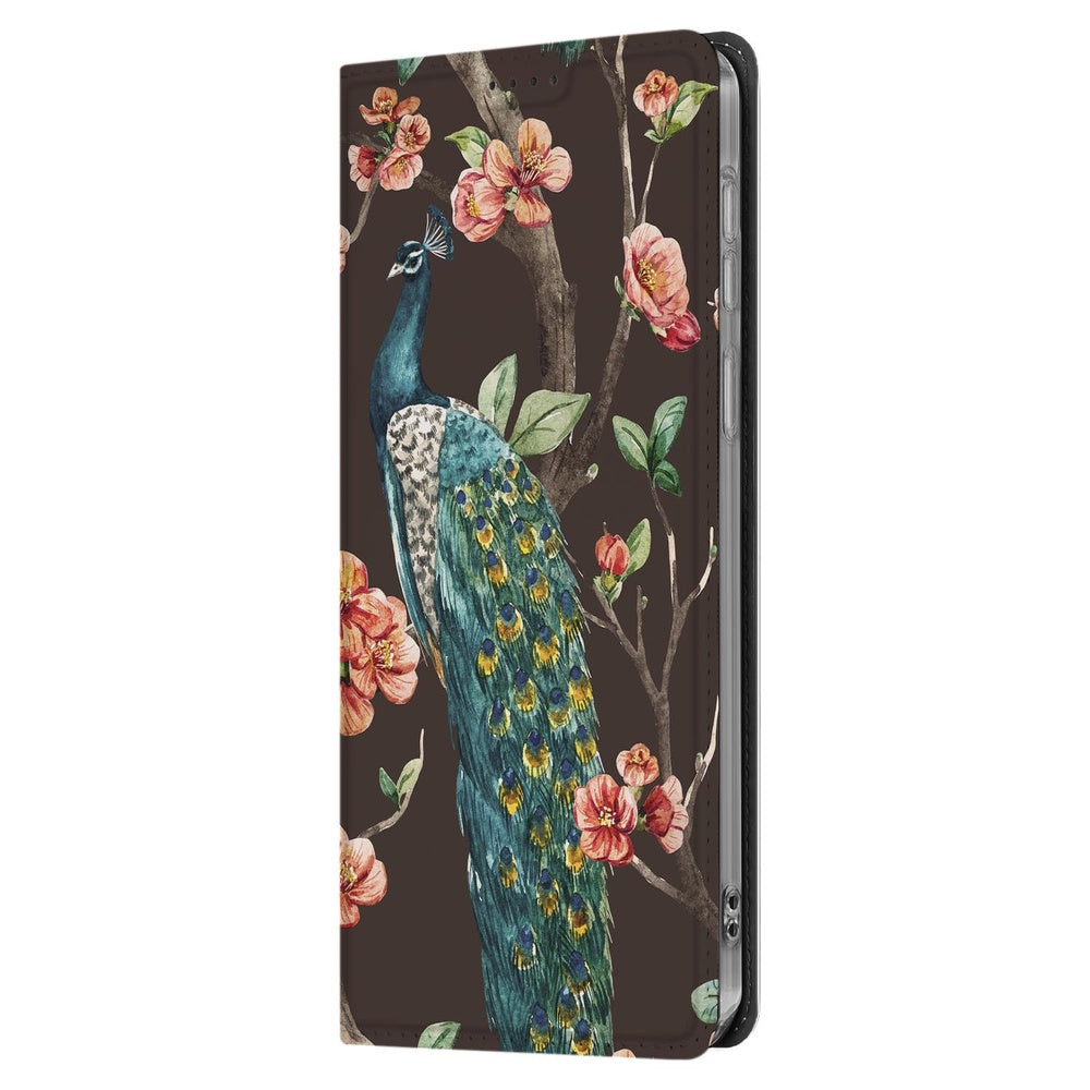 Samsung Galaxy S25 FE Book Cover Pauw met Bloemen zijkant