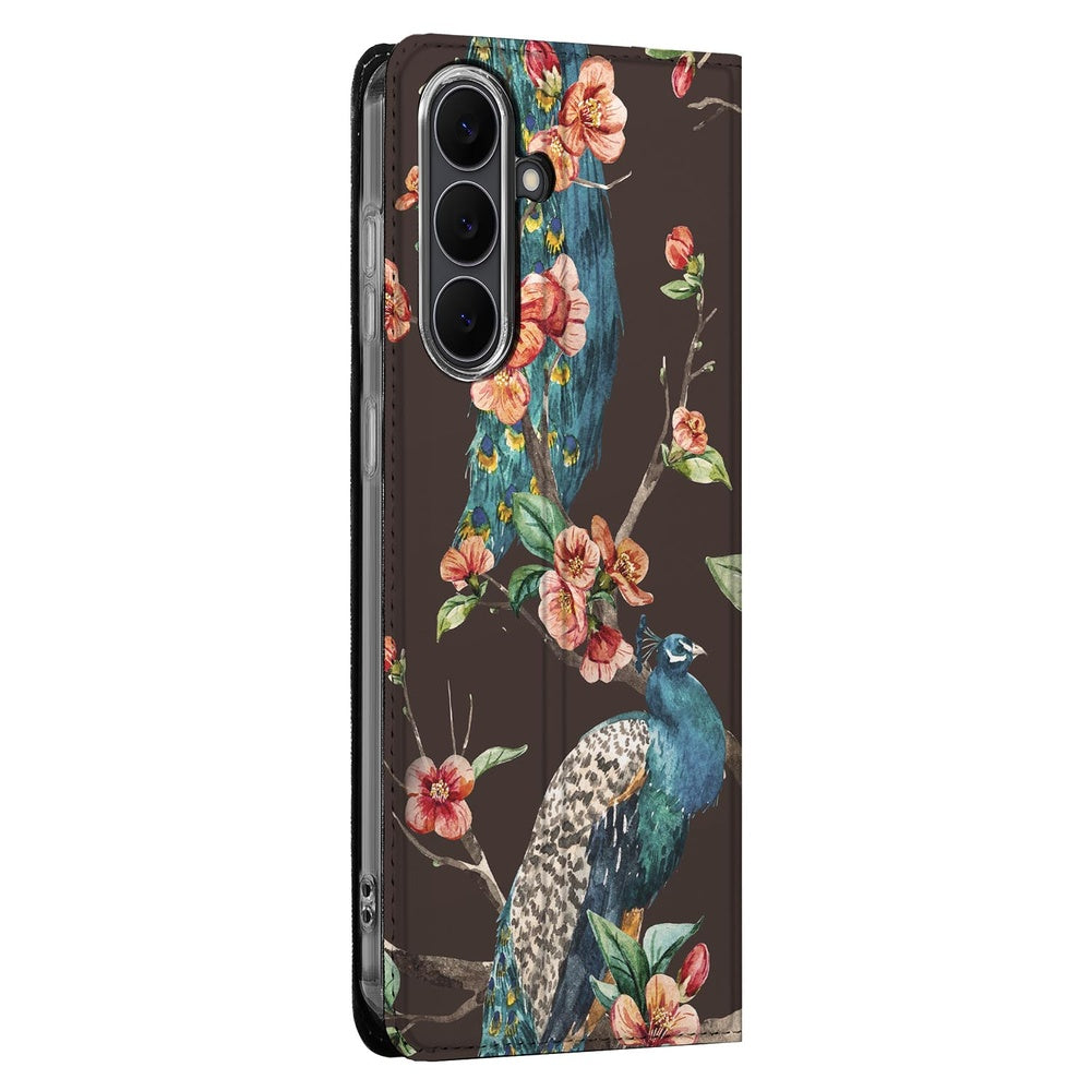 Samsung Galaxy S25 FE Book Cover Pauw met Bloemen zijkant