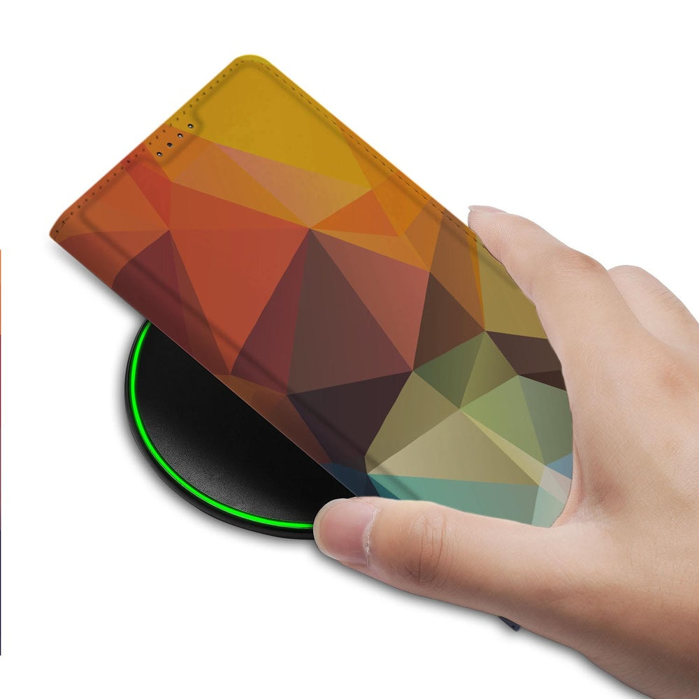 Samsung Galaxy S25FE Book Wallet Case Polygon Color hand boven draadloze oplader