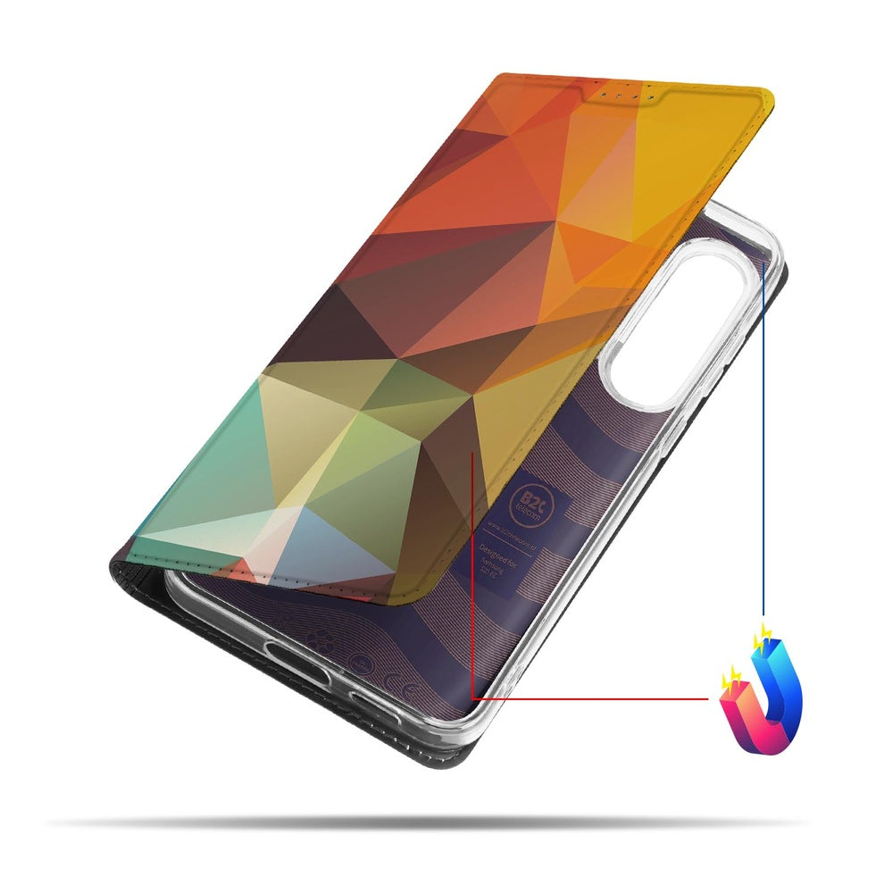 Samsung Galaxy S25FE Book Wallet Case Polygon Color vooraanzicht