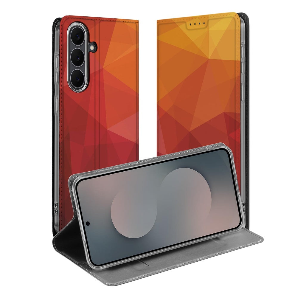 Samsung Galaxy S25 FE Book Case Polygon Red voorkant achterkant