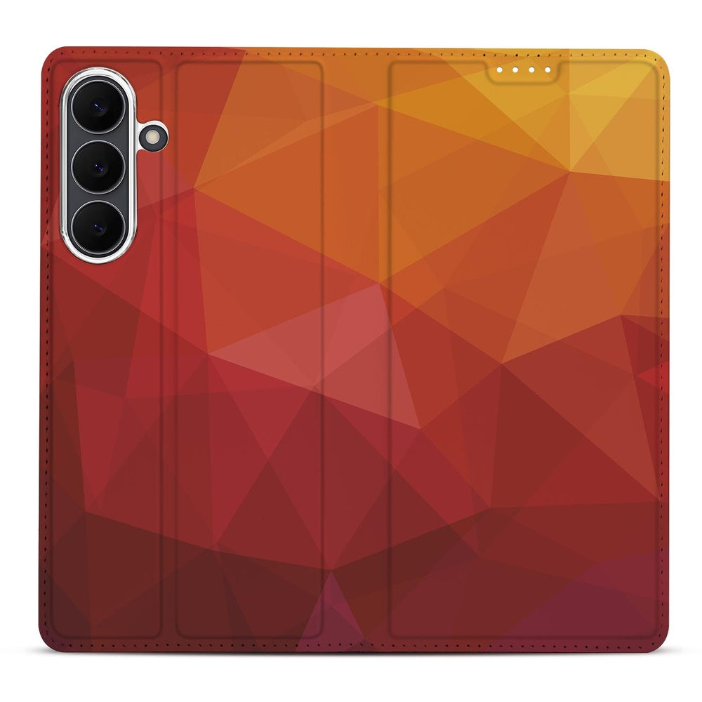 Book Case Samsung Galaxy S25 FE Polygon Red design polygon aanzicht