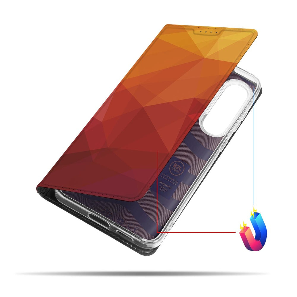 Book Case Samsung Galaxy S25 FE Polygon Red voorkant overzicht