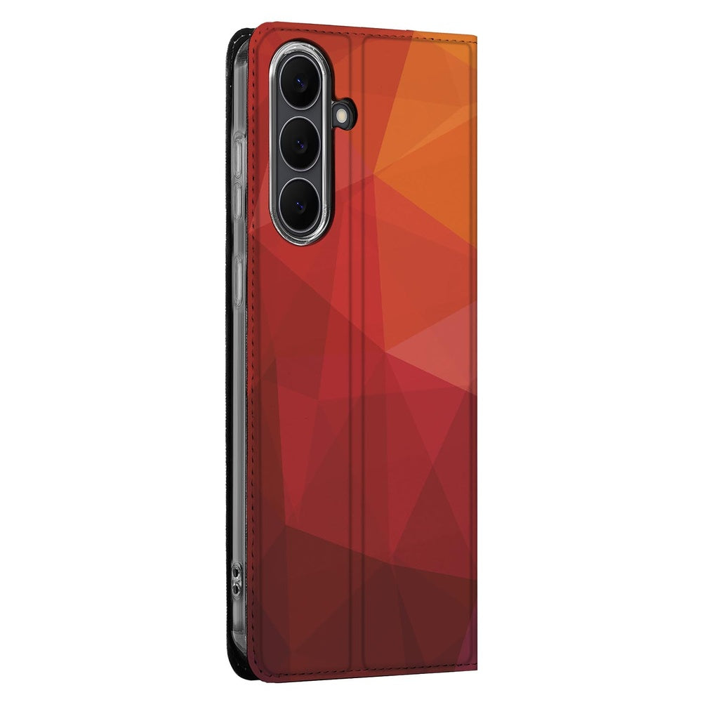 Samsung Galaxy S25 FE Book Case Polygon Red zijaanzicht