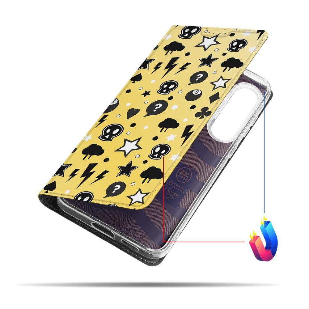 Samsung Galaxy S25 FE Book Cover Punk Yellow voorkant mobieltje hoesje