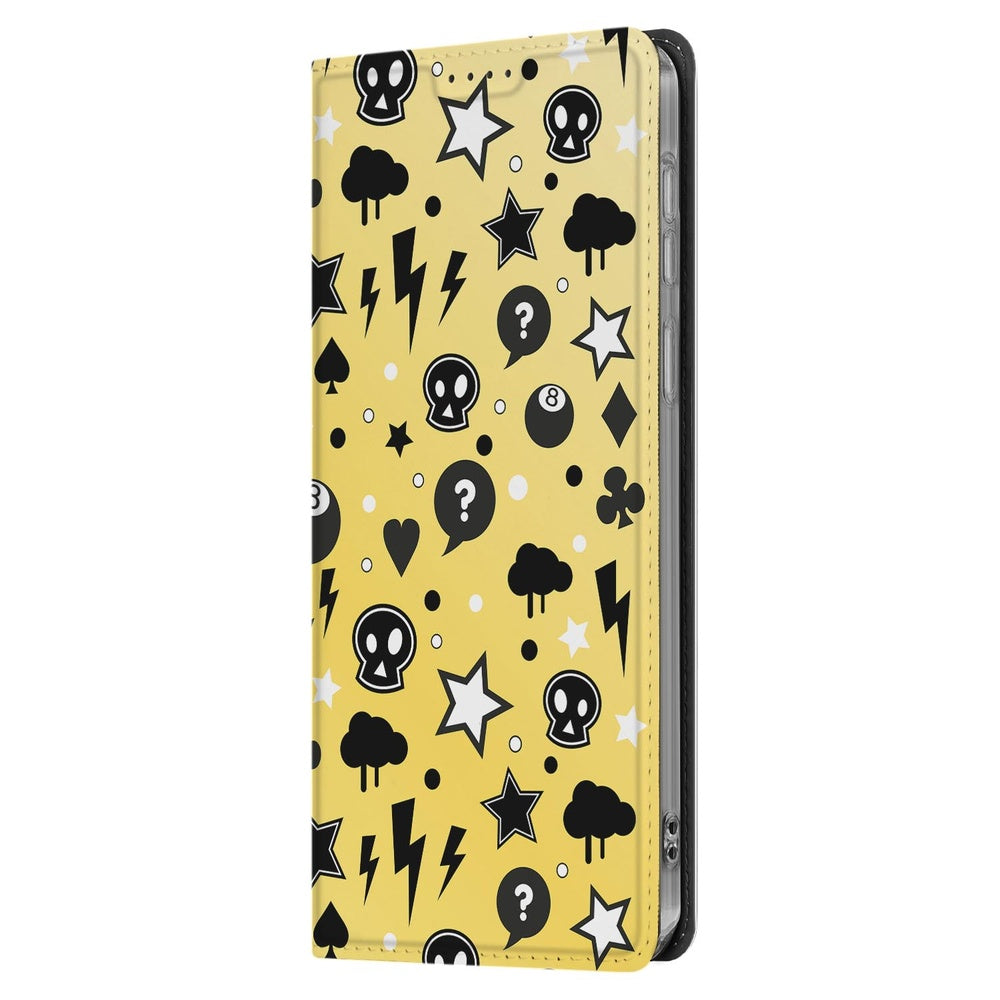 Samsung Galaxy S25 FE Book Cover Punk Yellow zijaanzicht patroon