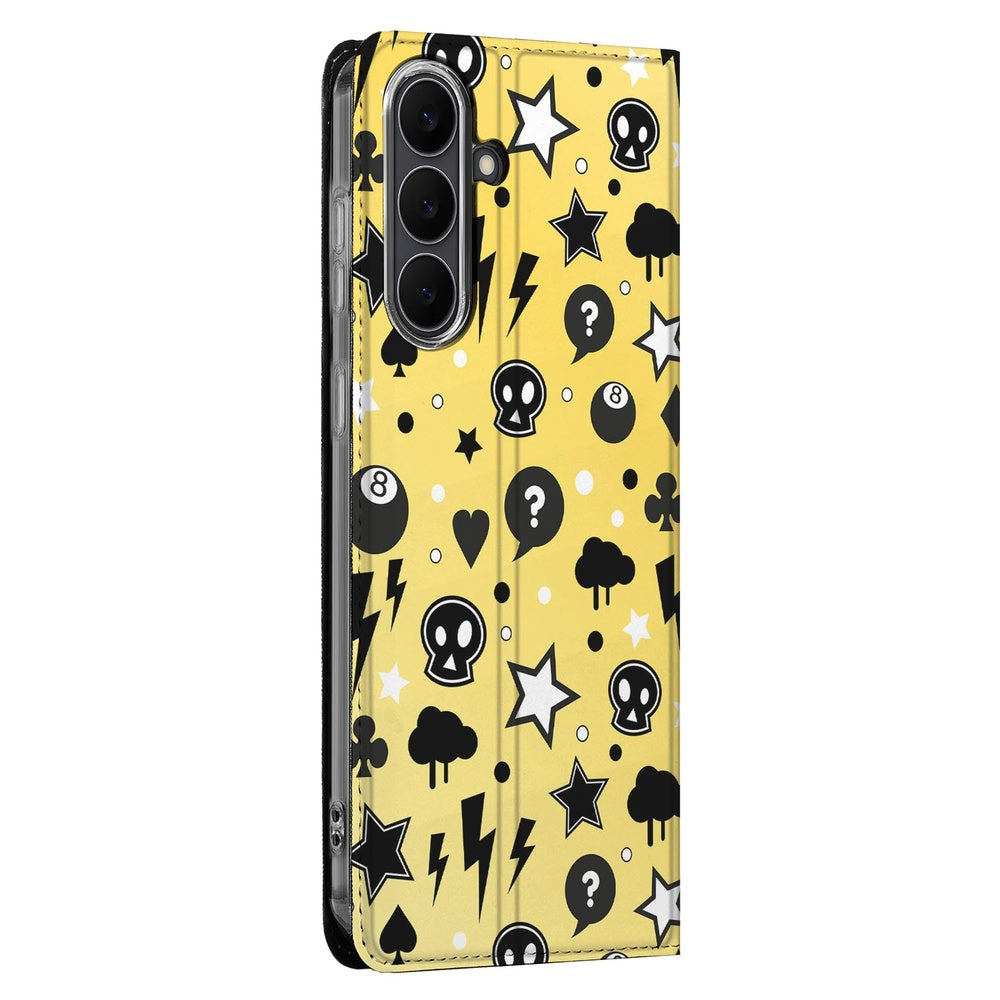 Samsung Galaxy S25 FE Book Cover Punk Yellow zijkant ontwerp