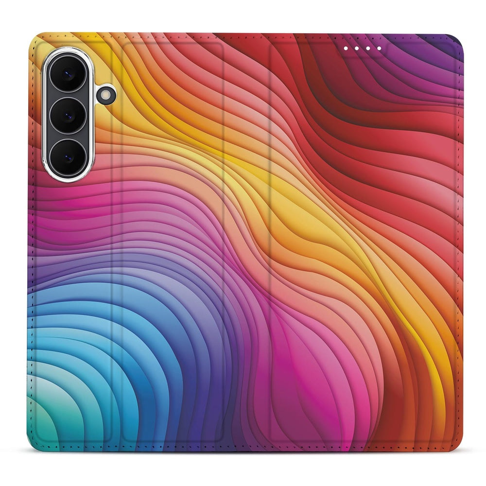 Bookcase Samsung Galaxy S25 FE Regenboog designnaam rainbow aanzicht
