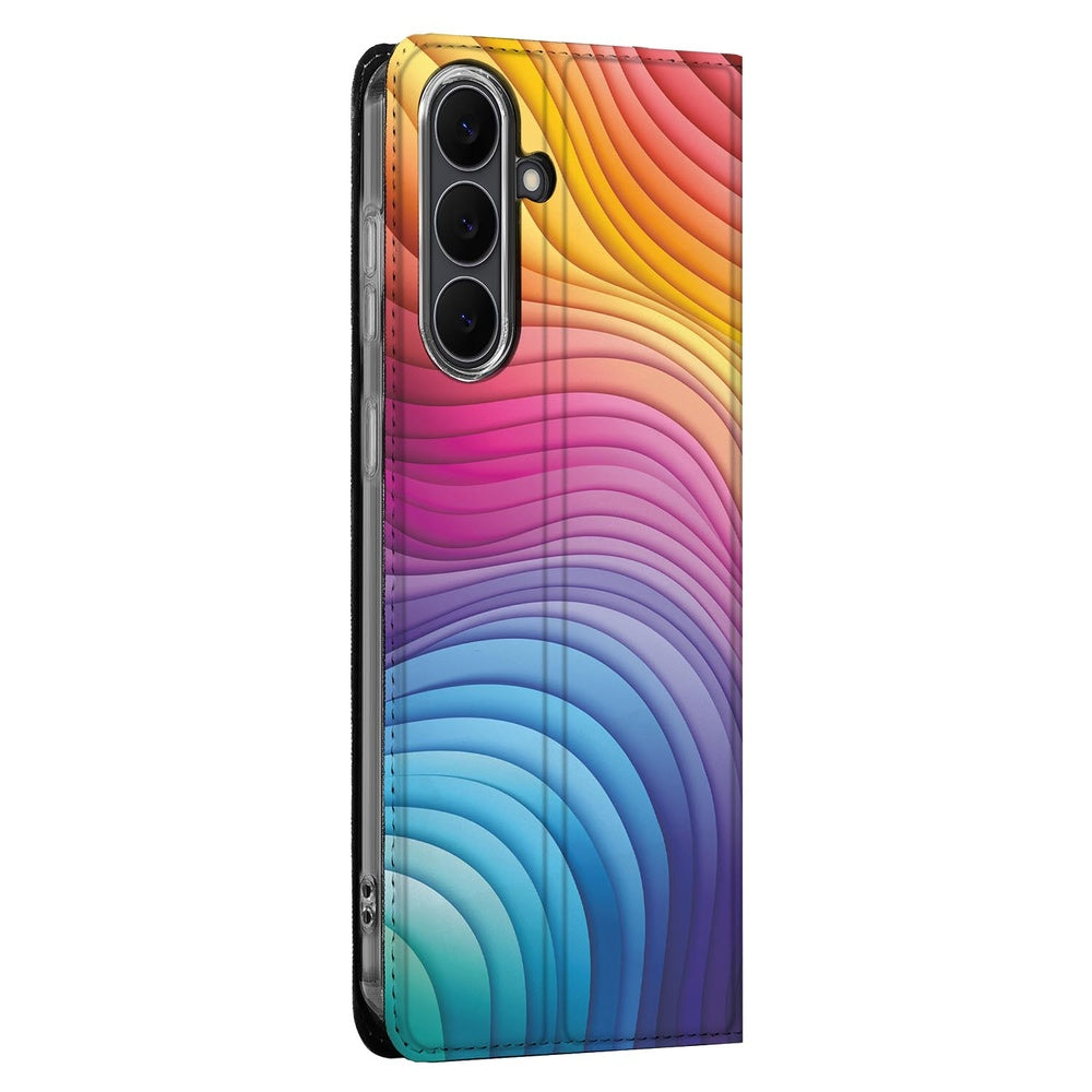 Bookcase Samsung Galaxy S25 FE Regenboog rainbow design aanzicht