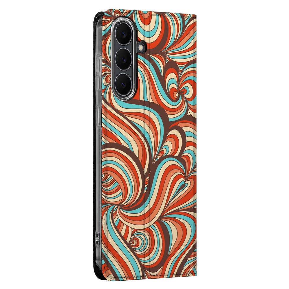 Samsung Galaxy S25FE Telefoonhoesje Retro design kleurrijke swirls aanzicht