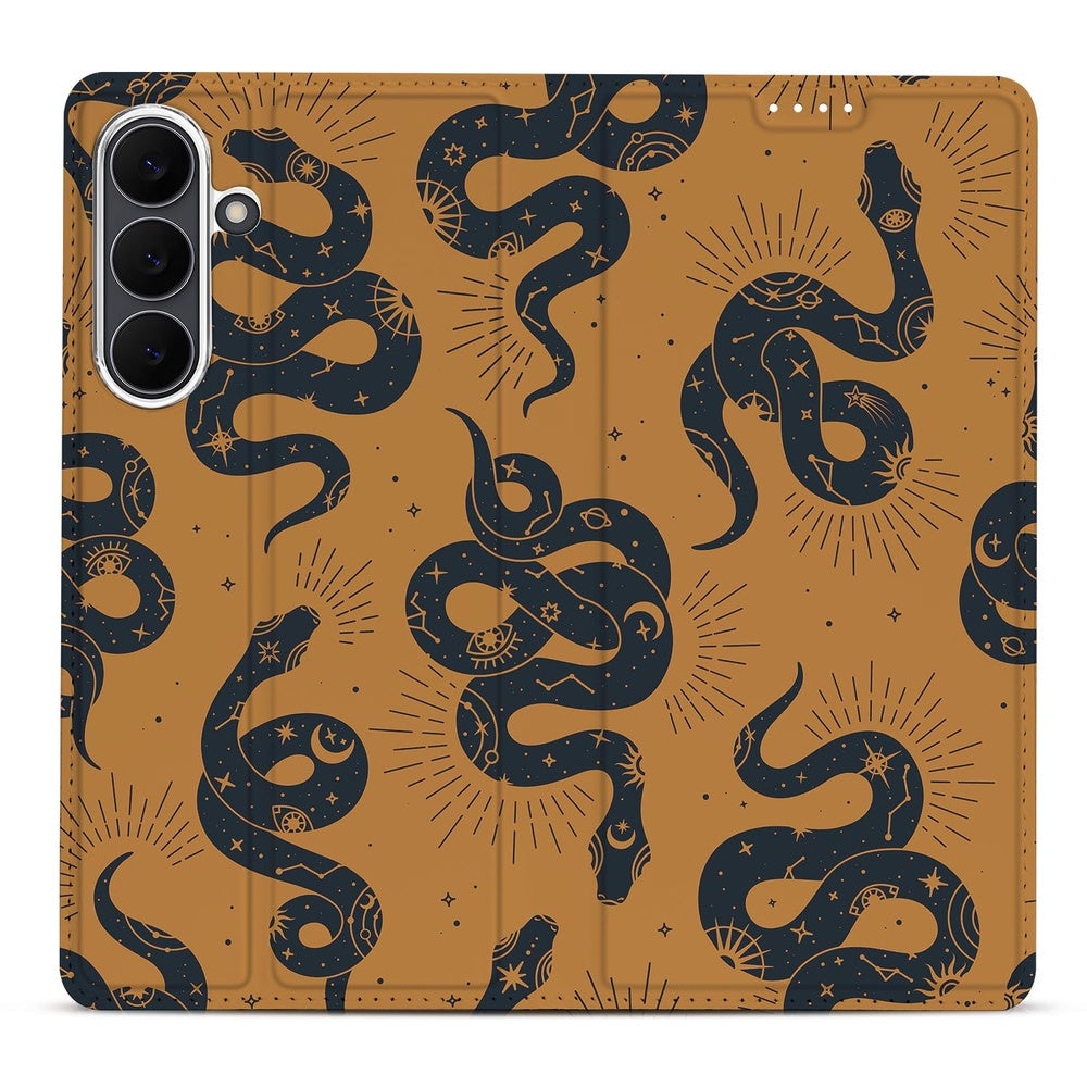 Samsung Galaxy S25 FE Book Wallet Case Snakes bovenaanzicht slangenprint