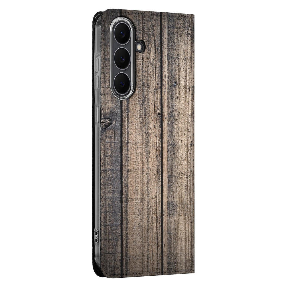 Standcase Hoesje Samsung Galaxy S25 FE Steigerhout design Steigerhout aanzicht
